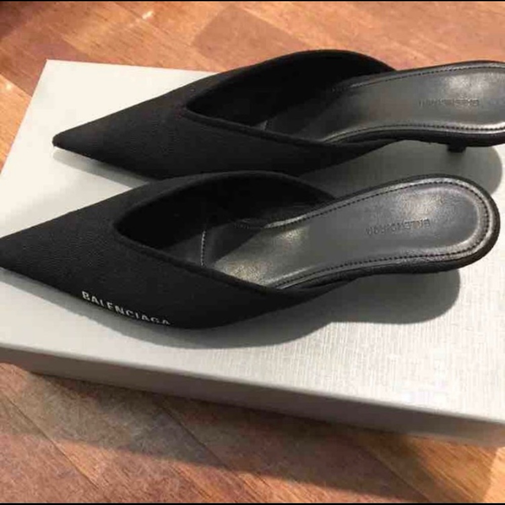 Balenciaga Black Mules With Logo On The Side Made In Italy Size 36